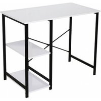 Remi Schreibtisch, weiss und schwarz, 90x50x75 cm, mit zwei offenen Regalen - Casa Vital von CASA VITAL