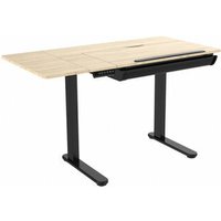 Schreibtisch tejane, hellbraun + schwarz, 120x60x73-123cm, elektrische Höhenverstellung, klappbare Tischplatte, eine Schublade - schwarz - Casa Vital von CASA VITAL