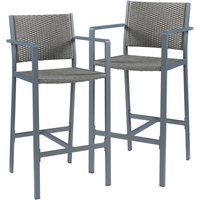 Outdoor-Barstuhl 2er Set Avise Aluminium Dunkelgrau [ Casa.pro von CASA.PRO