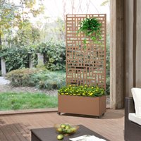 Casa.pro - Trennwand Bernalda mit Blumenkasten Stahl Braun [ ] von CASA.PRO