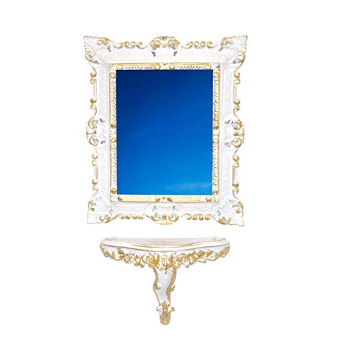 Idea Casa Konsolenset + Spiegel Weiß Gold Fake Barock Shabby Chic Venezianischen Stil von Idea Casa