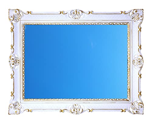 Ideacasa Großer Spiegel Weiß Gold Rahmen Barock Venezianisch Vintage 86 x 67 cm von CASA
