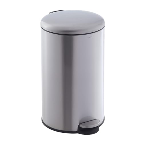 CASABEL Mülleimer Küche 50L - 100% Edelstahl, Resistent gegen Fingerabdrücke, Runder Treteimer mit Fußpedal, Abfalleimer mit Deckel für Bad, Küche, Büro - Chrom von CASABEL