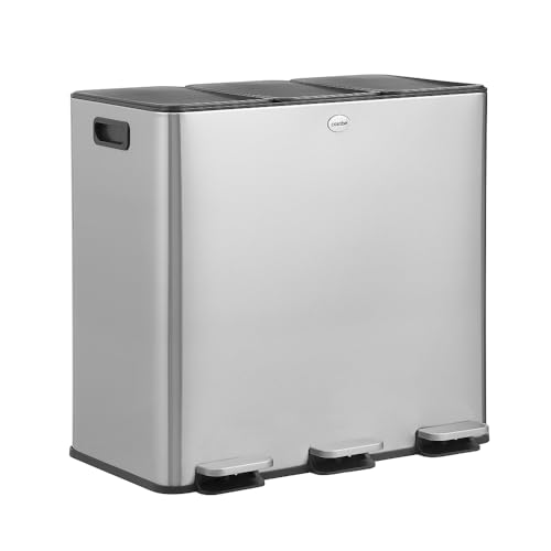 CASABEL Mülleimer Küche 60 L - Mülltrennsystem 3 x 20 L aus Rostfreiem Edelstahl, Rechteckiger Recycling-Abfalleimer mit Pedalen, Fingerabdruckschutz und Geruchsdicht, Chrom CASABEL Mülleimer Küche 60 L - Mülltrennsystem 3 x 20 L aus Rostfreiem Edelstahl, Rechteckiger Recycling-Abfalleimer mit Pedalen, Fingerabdruckschutz und Geruchsdicht, Chrom von CASABEL