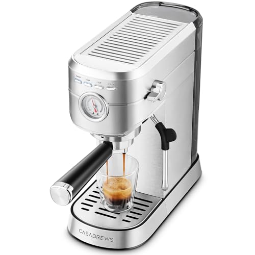 CASABREWS Espresso Siebträgermaschine 20 Bar, Edelstahl-Espressomaschine mit professionellem Milchaufschäumer, Klein Kaffeemaschine Espresso für Cappuccino, Latte & Macchiato, 1L Wassertank, silber CASABREWS Espresso Siebträgermaschine 20 Bar, Edelstahl-Espressomaschine mit professionellem Milchaufschäumer, Klein Kaffeemaschine Espresso für Cappuccino, Latte & Macchiato, 1L Wassertank, silber von CASABREWS