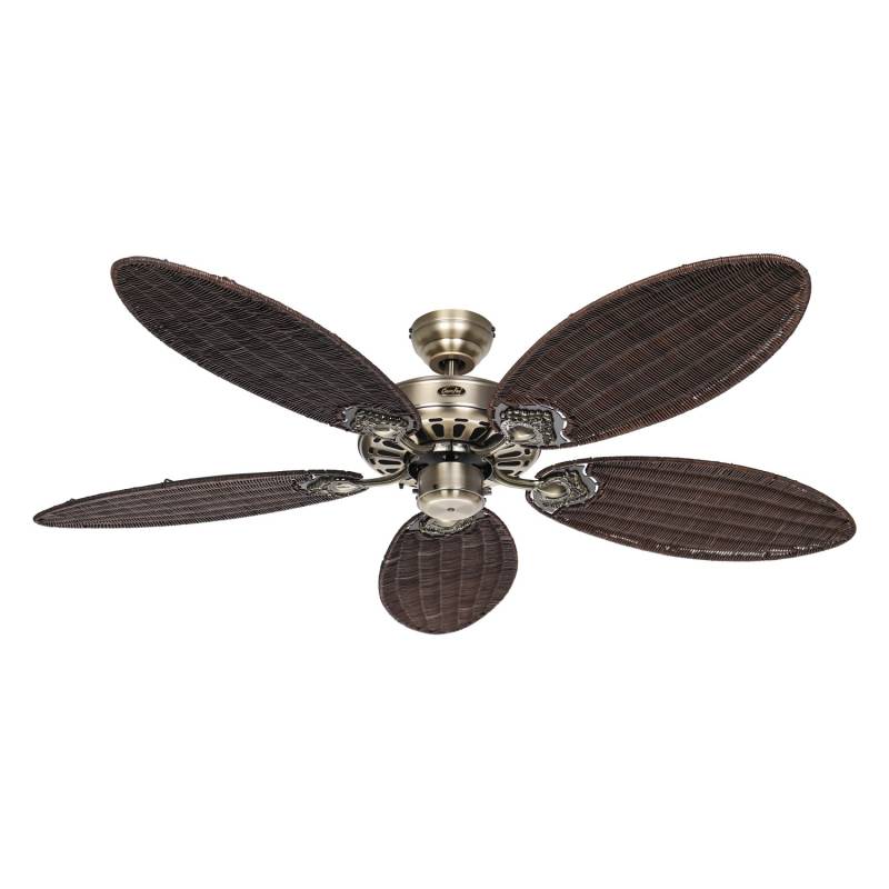 CASAFAN Deckenventilator mit Zugkette Classic Royal 132 cm Messing Antik - Flügel Rattan Antik von CASAFAN