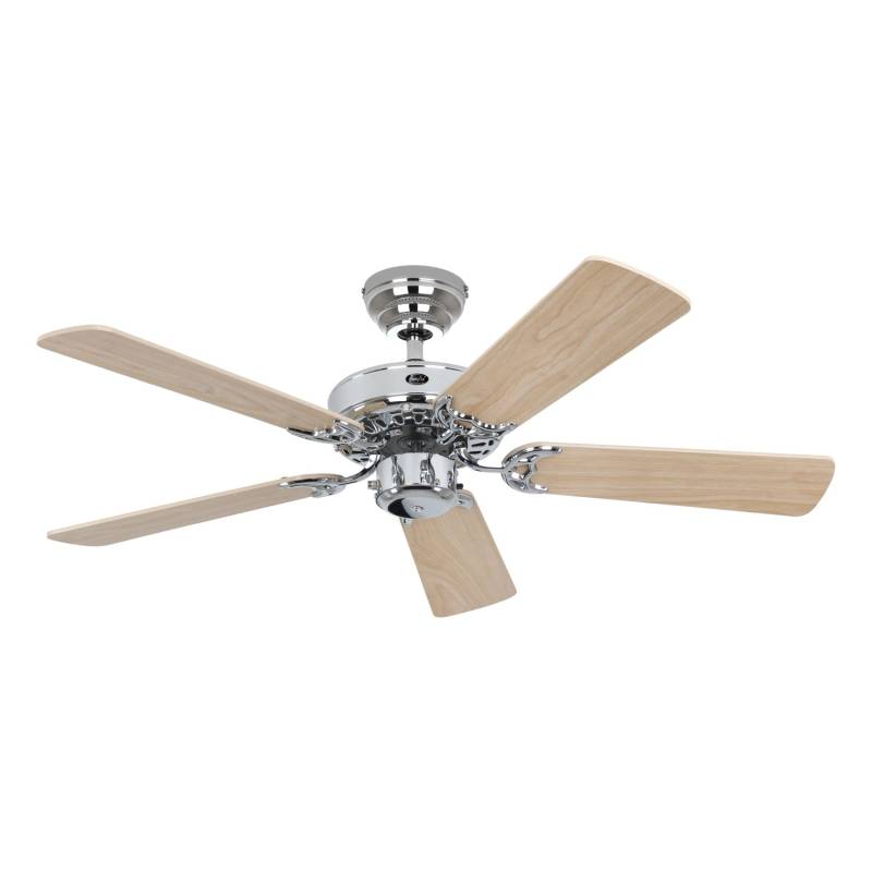 CASAFAN Deckenventilator mit Zugkette Classic Royal Chrom Glänzend 103 Ahorn - Ahorn Hell von CASAFAN