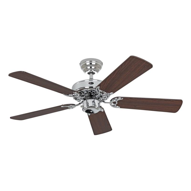 CASAFAN Deckenventilator mit Zugkette Classic Royal Chrom Glänzend 103 Nussbaum - Nussbaum Dunkel von CASAFAN