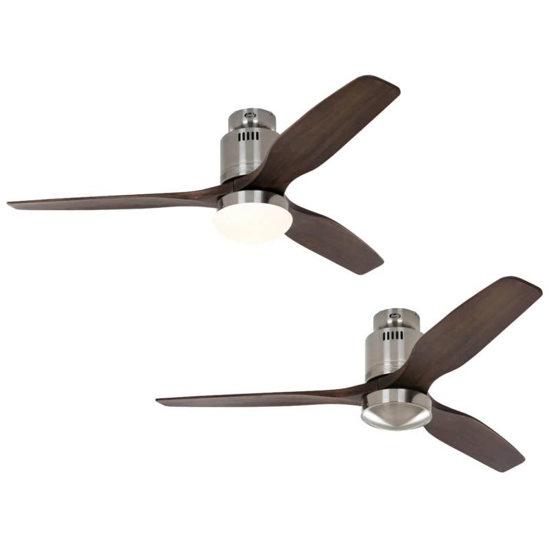 CASAFAN Energiespar Deckenventilator Aerodynamix Eco 132 cm Chrom Gebürstet - Nussbaum von CASAFAN