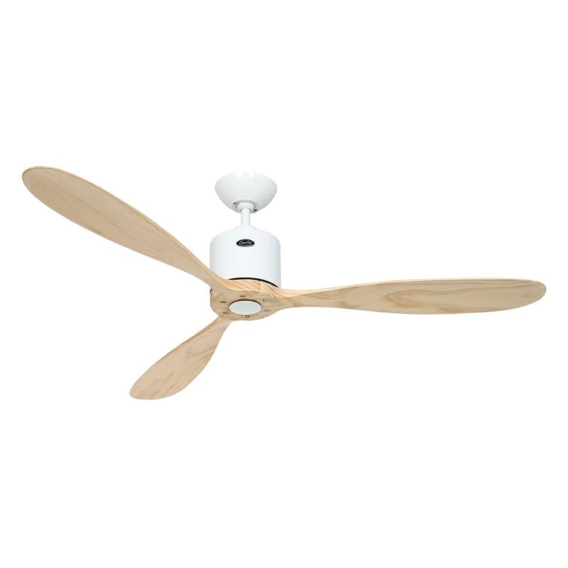 CASAFAN Energiespar Deckenventilator mit Fernbedienung Aeroplan Eco Weiß - Holz Natur 132 cm von CASAFAN