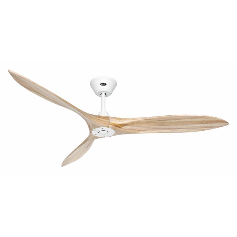 CASAFAN Energiespar Deckenventilator mit Fernbedienung Eco Airscrew 152 cm Weiß matt - Holz Natur von CASAFAN
