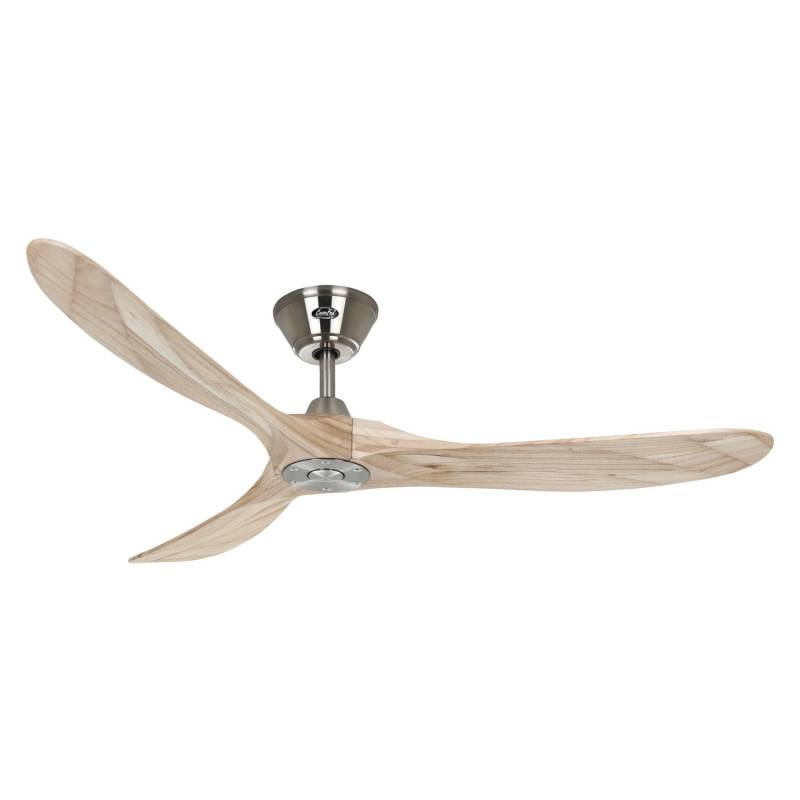 CASAFAN Energiespar Deckenventilator mit Fernbedienung Eco Genuino Chrom Gebürstet - Holz Natur 152 cm von CASAFAN
