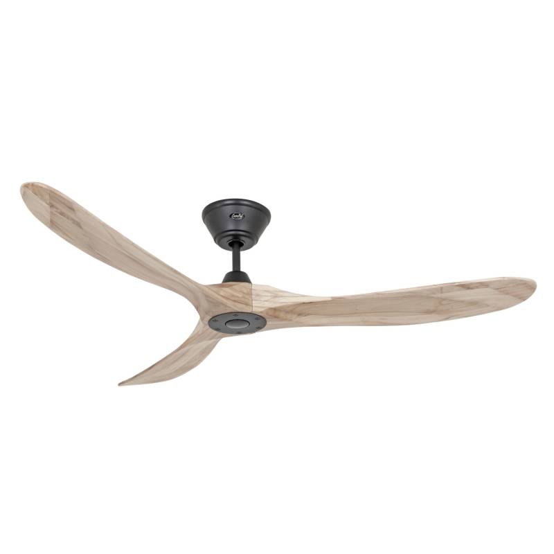 CASAFAN Energiespar Deckenventilator mit Fernbedienung Eco Genuino Matt Schwarz - Holz Natur 152 cm von CASAFAN