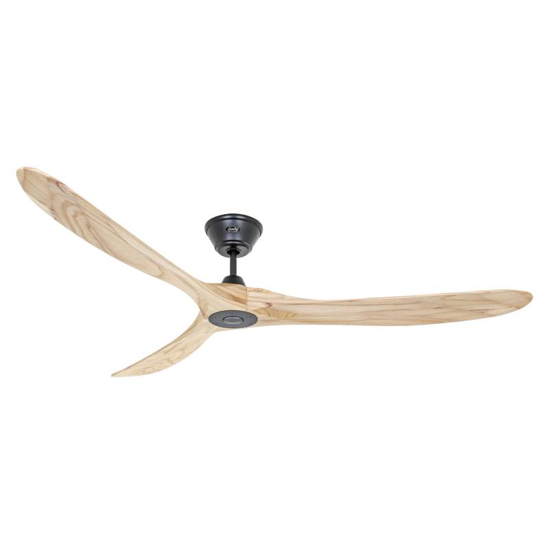 CASAFAN Energiespar Deckenventilator mit Fernbedienung Eco Genuino Matt Schwarz - Holz Natur 180 cm von CASAFAN