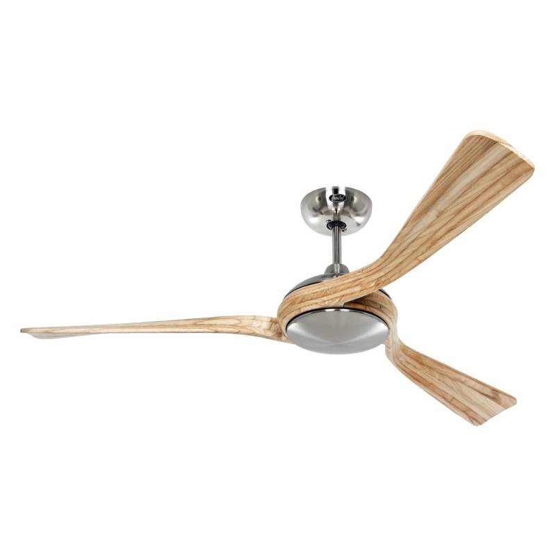 CASAFAN Energiespar Deckenventilator mit Fernbedienung Eco Interior 140 cm Chrom - Holz Natur von CASAFAN
