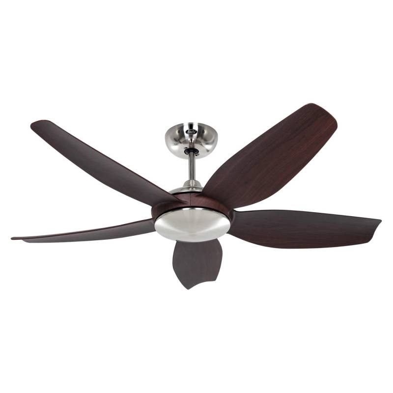 CASAFAN Energiespar Deckenventilator mit Fernbedienung Eco Volare II 116 cm Chrom Gebürstet - Nussbaum von CASAFAN