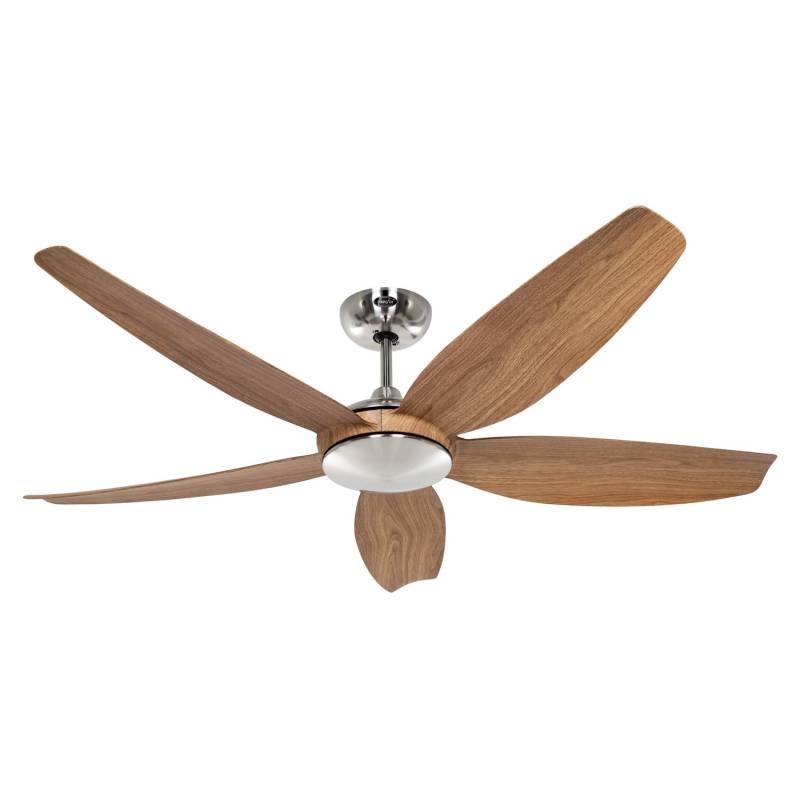 CASAFAN Energiespar Deckenventilator mit Fernbedienung Eco Volare II 142 cm Chrom Gebürstet - Eiche Natur von CASAFAN
