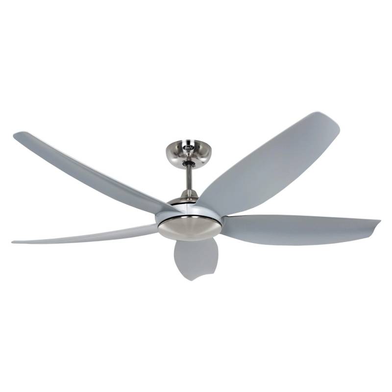 CASAFAN Energiespar Deckenventilator mit Fernbedienung Eco Volare II 142 cm Chrom Gebürstet - Lichtgrau von CASAFAN