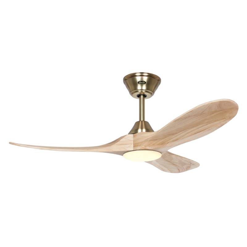 CASAFAN Energiespar Deckenventilator mit LED Beleuchtung und Fernbedienung Eco Genuino-L Messing - Holz Natur 122 cm von CASAFAN