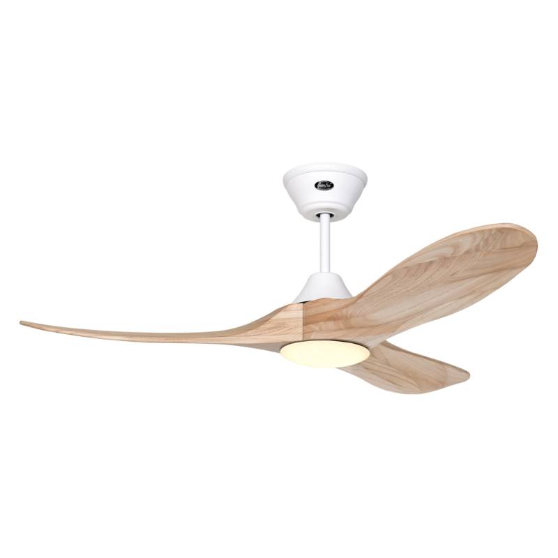 CASAFAN Energiespar Deckenventilator mit LED Beleuchtung und Fernbedienung Eco Genuino-L Weiß - Holz Natur 122 cm von CASAFAN