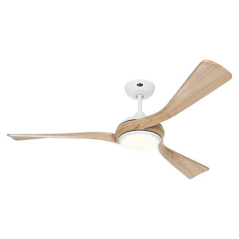 CASAFAN Energiespar Deckenventilator mit LED Beleuchtung und Fernbedienung Eco Interior 140 cm Weiß - Holz Natur von CASAFAN