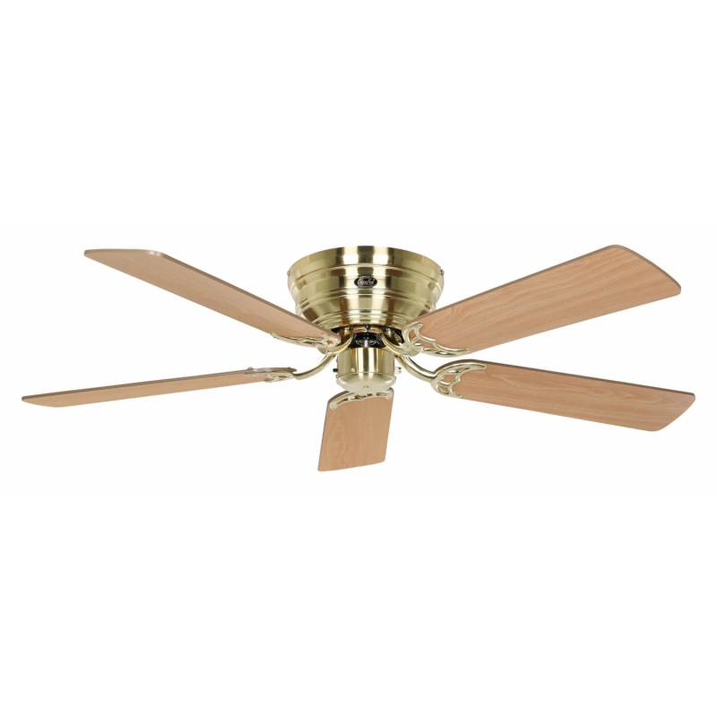CASAFAN Flacher Deckenventilator mit Zugkette Classic Flat III Messing Gebürstet 132 von CASAFAN