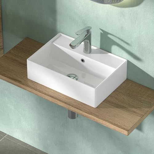 CASAMO Waschbecken Klein Waschtisch aus Keramik - Aufsatzwaschbecken Bad - Hängewaschbecken Eckig - Waschtisch/Waschplätze Gäste WC Weiß 45 x 31 x 13 cm CASAMO Waschbecken Klein Waschtisch aus Keramik - Aufsatzwaschbecken Bad - Hängewaschbecken Eckig - Waschtisch/Waschplätze Gäste WC Weiß 45 x 31 x 13 cm von CASAMO