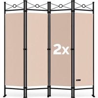 Casaria - 2er Set Paravent Lucca 180x163 cm Verstellbar Raumteiler Trennwand Umkleide Sichtschutz Spanische Wand Rose von Casaria