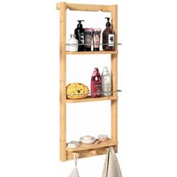 Casaria - Duschregal Bambus Duschablage Hängeregal 3 Böden 3 Haken 70 x 28,5 x 10 cm Regal Dusche Bad Hängend Holz von Casaria