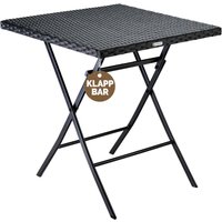 Gartentisch Wetterfest Klappbar 65x65cm Balkontisch Polyrattan Outdoor Klein 60kg Belastbarkeit Klapptisch Garten Terrasse Balkon Camping Tisch von Casaria