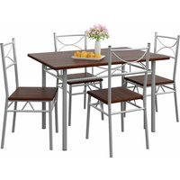 CASARIA® Esstisch mit 4 Stühlen Holz 5-tlg Set Metall 110x70cm Industrial Esszimmer Küche Stühle Tisch Möbel Essgruppe Sitzgruppe Paul Eiche dunkel von Casaria