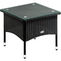 Beistelltisch Polyrattan Wetterfest Höhenverstellbar Outdoor Glasplatte 80kg Belastbarkeit Garten Balkon Terrasse Lounge Tisch M2 - 50x50x45cm von Casaria