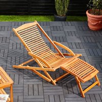 Sonnenliege Klappbar Wetterfest Holz Fußstütze Kissen 160kg Belastbarkeit Garten Balkon Liege Liegestuhl Schaukelliege 160x70x74cm Akazie - Casaria von Casaria