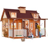 Spielhaus Gross für Kinder mit großer überdachter Veranda und Doppelbett im Innenbereich florida - 335 x 295 x 260 cm - casas Green House Bemaltes von GREEN HOUSE