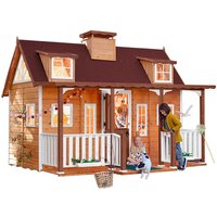 Green House - Spielhaus Gross für Kinder mit großer überdachter Veranda und Doppelbett im Innenbereich florida - 335 x 295 x 260 cm - casas Bemaltes von GREEN HOUSE