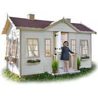 Spielhaus Holz XXL mit innerer Schlafcouch VICTORIA - 335 x 170 x 207cm - CASAS GREEN HOUSE- Bemaltes Haus, Transport inklusive