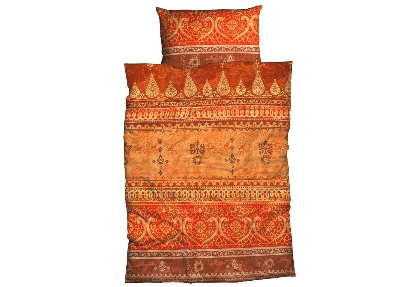 Bettwäsche Indi Terra-Orange Satin, CASATEX, Satin, 3 teilig, Indisch, Orientalisch von CASATEX