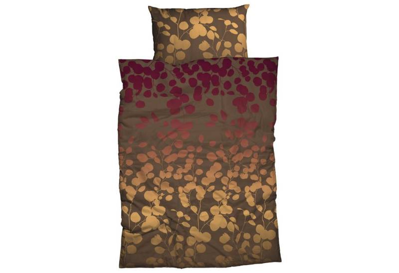 CASATEX Bettwäsche Milena Beige Satin, Satin, 2 teilig, Eukalyptus, Blätter, Natur, Herbst von CASATEX