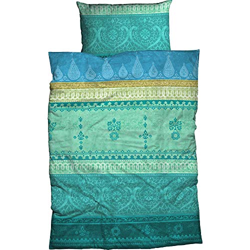 Casatex Bettwäsche Indi Satin türkis-smaragd Größe 155x220 cm (80x80 cm) von CASATEX