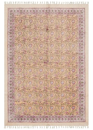 Baumwollteppich, 10,2 x 30,5 cm, dick, 0,5 cm, Magenta, Rosa, Grün, Blumendesign, handgefertigt, Boho, Flachgewebe, handbedruckt, Baumwolle, leicht waschbar, für drinnen und draußen, Nachttisch, Kelim Baumwollteppich, 10,2 x 30,5 cm, dick, 0,5 cm, Magenta, Rosa, Grün, Blumendesign, handgefertigt, Boho, Flachgewebe, handbedruckt, Baumwolle, leicht waschbar, für drinnen und draußen, Nachttisch, Kelim von CASAVANI