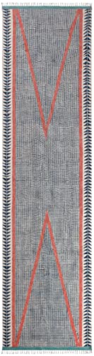 CASAVANI Collection Läuferteppich, 6,6 x 20,3 cm, blau, Baumwolle, Dhurrie, waschbar, Überwurf, geometrischer Kelim-Teppich, für drinnen und draußen, Teppich, Flachgewebe, Teppiche für Schlafzimmer von CASAVANI
