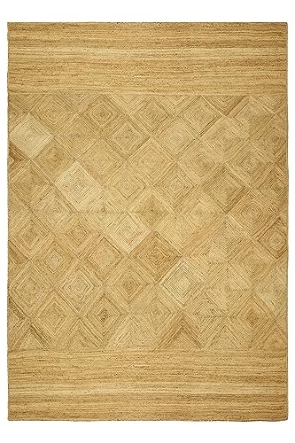 CASAVANI Primium Quality Jute Rug 6x8 Kelim Rug Area Rug Area Rug Hand Braided Rug Geometric Pattern Beige Hand Woven Rug Flat Weave Rug Indoor Outdoor Rugs for Bedroom Living Room von CASAVANI