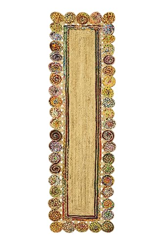 CASAVANI Handgefertigter Jute-Teppich, beigefarbenes Muster, Jute-Flächent von CASAVANI