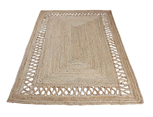 CASAVANI Indischer handgefertigter Jute-Teppich Outdoor-Fußmatten Bodenteppich Bohemian Kelim Überwurf Teppich Gewebter Wohnzimmerteppich Wandkunst Teppich 80 x 120 cm (2,6 x 4 Fuß Läufer) von CASAVANI
