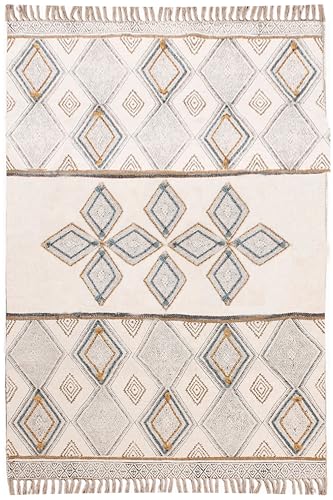 CASAVANI Kelim-Teppich, 12 Quadrate, Boho-Teppich, marokkanischer Teppich, leicht waschbar, Baumwolle, Flachgewebe, Teppiche für großes Schlafzimmer, quadratischer Esstisch, Flur, Zimmer, Terrasse, von CASAVANI