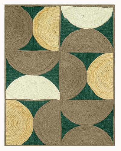 CASAVANI Kelim-Teppich, 7,6 x 12,7 cm, geflochtener Teppich, mehrfarbig, grün, Jute-Teppich, vakuumreinigend, handgewebt, für kleines Schlafzimmer, Wohnzimmer, Küche, Waschküche von CASAVANI