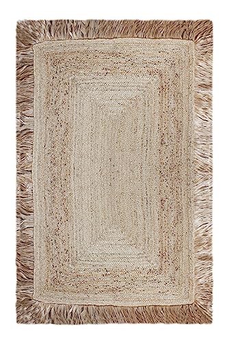 CASAVANI Läufer – 2 x 8 Flächenteppich, Kelim-Teppich, Beige, geflochtener Jute-Teppich, für drinnen und draußen, Flachgewebe-Teppich, stark frequentierte Fläche, Schlafzimmer, Nachttischläufer, von CASAVANI