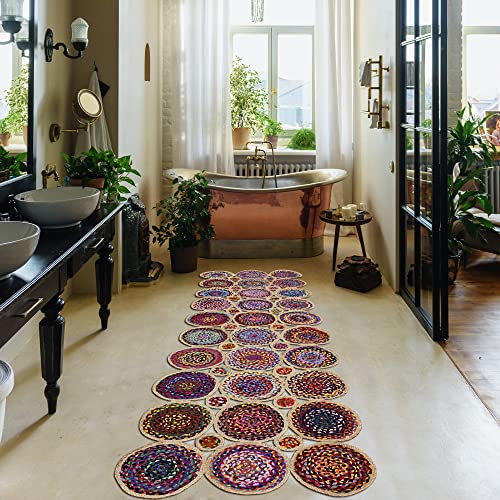 CASAVANI Läuferteppich – 3x10 Beige und Mehrfarbig handgeflochtener Chindi-Teppich aus Baumwolle und Jute, Kelim-Teppich, stark frequentierter Bereich im Haus und im Foyer, im Flur, im Flur von CASAVANI