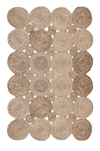 CASAVANI Jute-Teppich, handgewebt, Naturteppich, 90 x 152 cm, Beige, Kelim-Teppich für Wohnzimmer, Küche, Eingangsbereich, Bauernhaus von CASAVANI