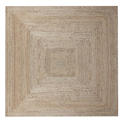 CASAVANI Hochwertiger Jute-Teppich, 6 quadratisch, Kelim-Teppich, handgeflochtener Teppich, Flachgewebe, einfarbig, Beige, handgewebter Teppich, für drinnen und draußen, Teppiche für Esszimmer, von CASAVANI